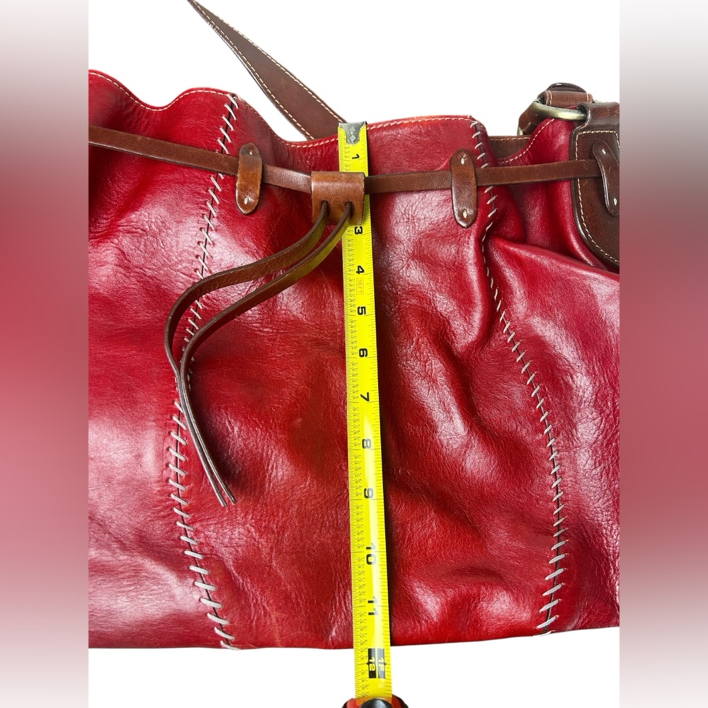 Cuoieria Fiorentina Genuine Leather Bucket Bag Hand-Sewn Stitching Made in Italy - Picture 7 of 10